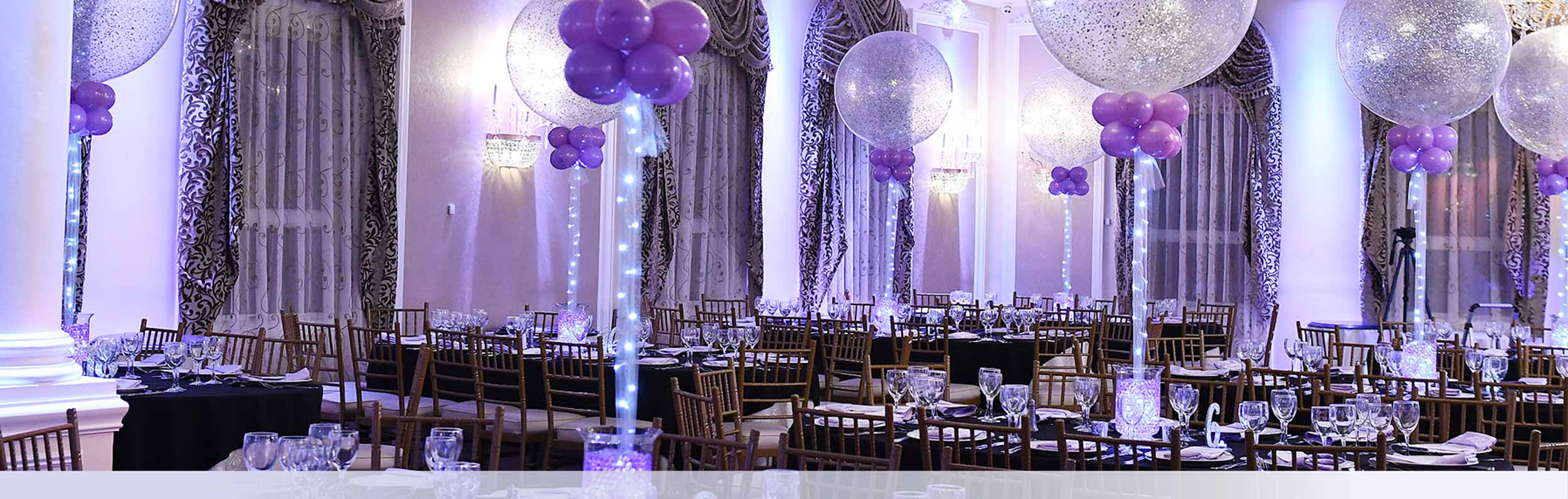 Mitzvah Banner 3 Purple Table Setup Balloons