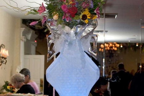 Floral Ice Sculpture Wedding Reception