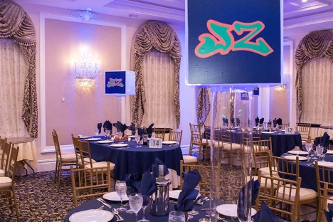 Themed Bar Mitzvah Party Table With Centerpiece
