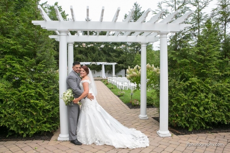 Bride And Groom In Outdoor Ceremony Garden