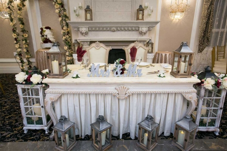 Elegant Sweetheart Table Indoor Wedding Reception Venue