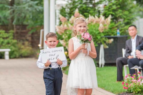 Outdoor Wedding Ceremony Venue Flower Gril Ring Bearer