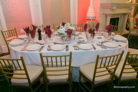 Romantic Ballroom Wedding Reception Table Setup